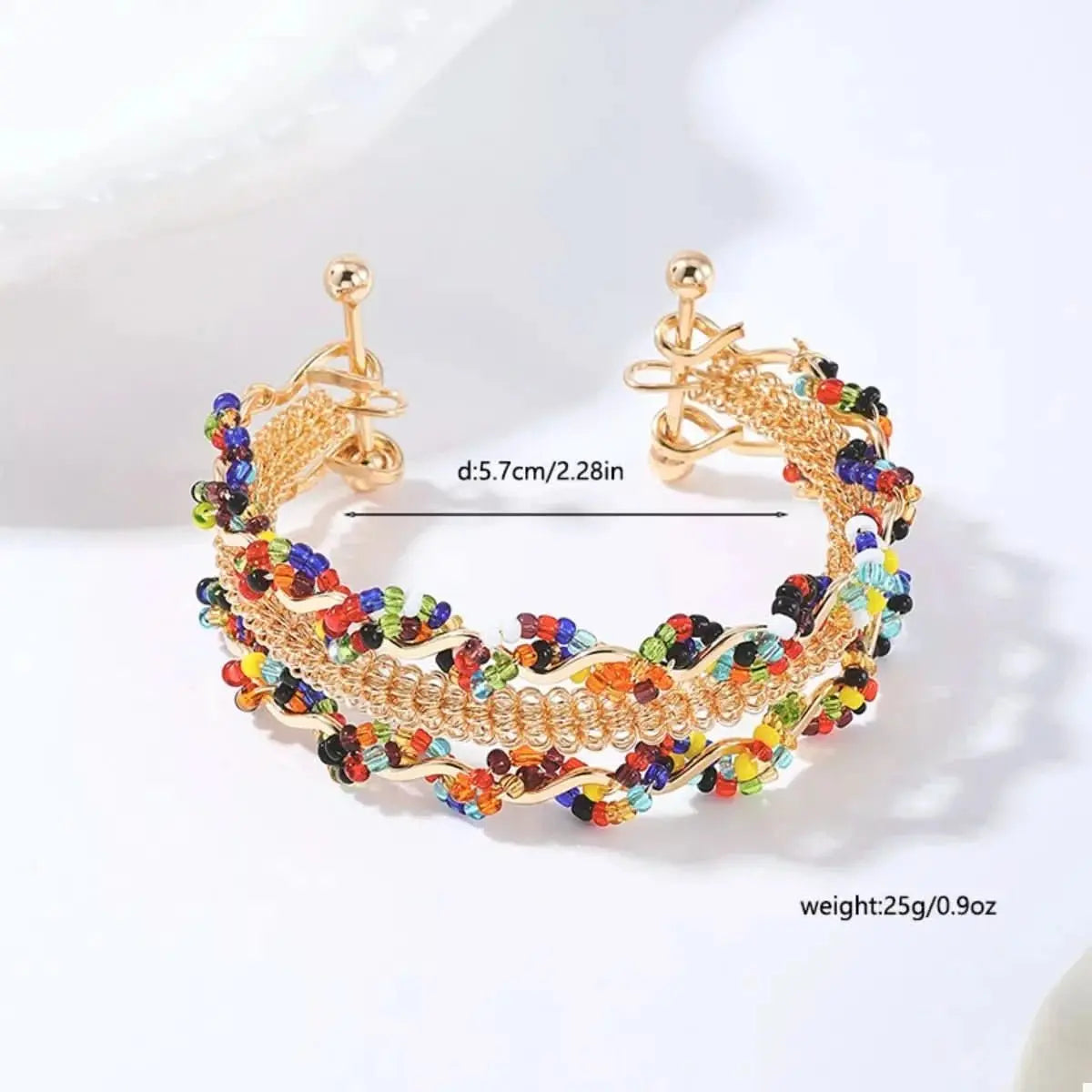 18K Gold - Plated Three Layered Open Bracelet – travel - inspired by Aroundtheworldinarush