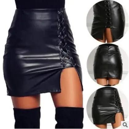 Black Lace Up PU Leather Skirts – travel - inspired 0 by Aroundtheworldinarush