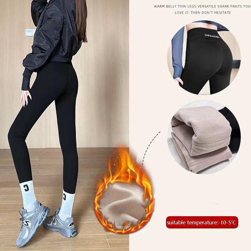 Fleece Thickened Leggings Winter - 20 To 5 Shark Pants For Women High Waist Tight Skinny Tummy Control Buttocks Slimming Yoga Pants – travel - inspired 4 by Aroundtheworldinarush