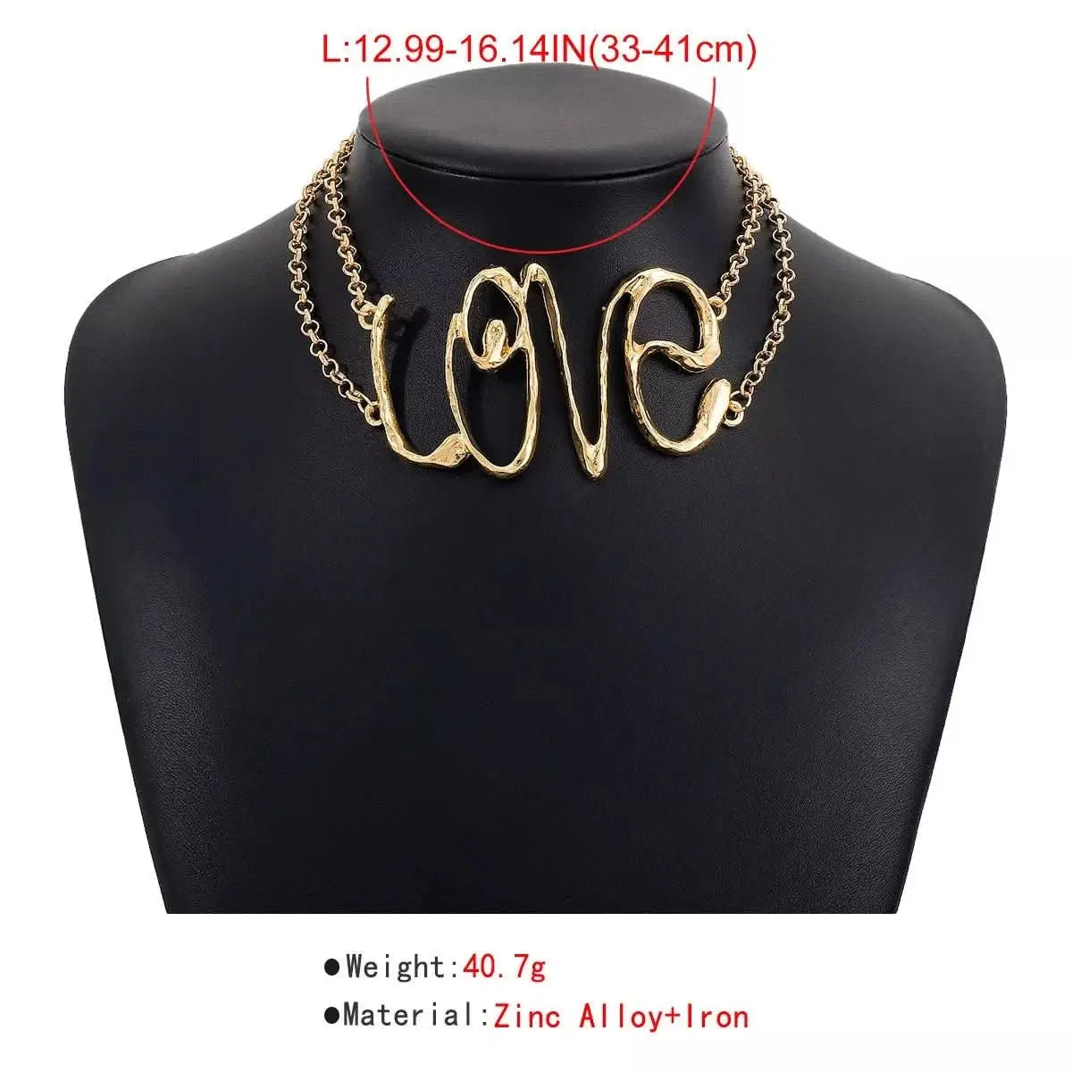 Gold Wire Love Script Statement Necklace – travel - inspired by Aroundtheworldinarush