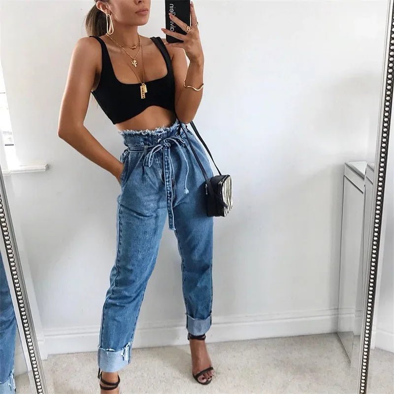 High - waisted Washed Pencil Pants Spring Sexy Temperament European And American Plus Size Denim Jeans For Women – travel - inspired 0 by Aroundtheworldinarush