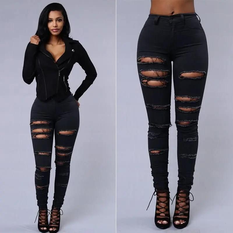 Ripped Jeans Women Skinny Trousers Casual High Waist Pencil Pants – travel - inspired 4 by Aroundtheworldinarush