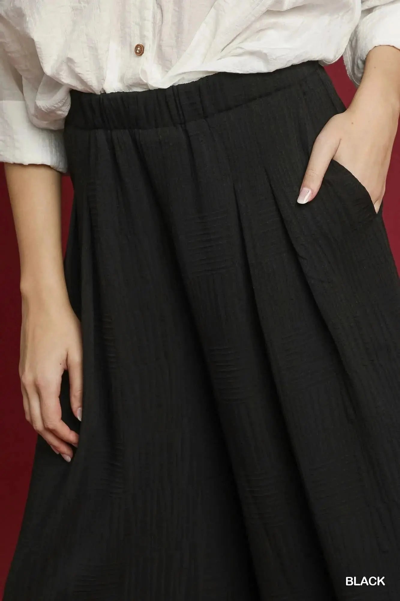 Umgee Elastic Waist Wide Leg Pants – travel - inspired by Aroundtheworldinarush