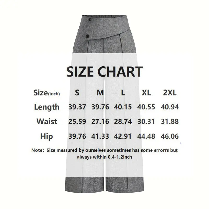 Women's Elegant High-Waisted Wide Leg Pants, Solid Color Button Detail Trousers For Office And Casual Wear Aroundtheworldinarush