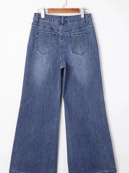 High Waist Button Zip Flare Leg Jeans – travel - inspired by Aroundtheworldinarush