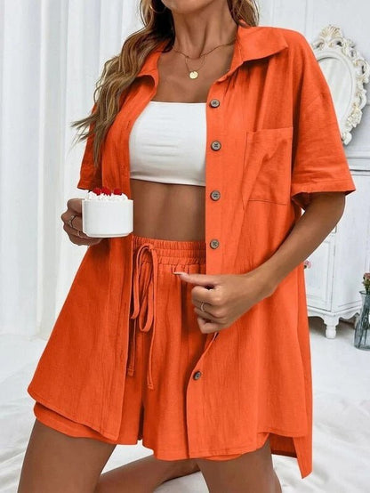 Women's Fashion Shorts Two Pieces Solid Color Shirt Suit – travel - inspired 0 by Aroundtheworldinarush
