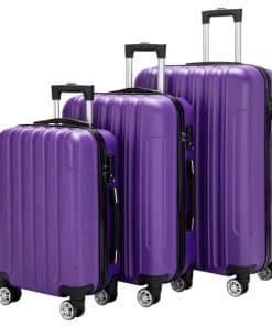 Vertical 3-in-1 Spinner Wheel With Handle Trolley Case 20in 24in 28in ABS Aluminum Alloy Trolley Classic Color - Purple