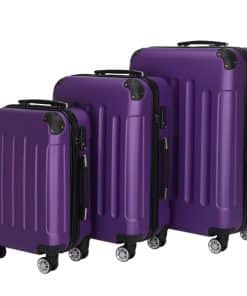 Three In One Handle Universal Wheel With 4 Corner Guards Pull Rod Box, 20in, 24in, 28in ABS Aluminum Alloy Pull Rod, Classic Color Scheme - Dark Purple