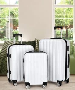 3 in 1 multifunctional large capacity travel suitcase white rolling luggage set