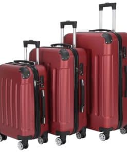 3-in-1 Swivel Wheel With Handle, 4 Corner Protectors, Trolley Box, 20in 24in 28in, ABS Aluminum Alloy Trolley, Classic Color - Burgundy
