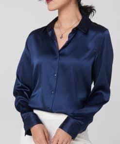 Professional-style Color-blocked Commuter Shirt Slim-fit Square-neck Top