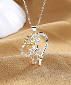Pastoral Style Two-color Sunflower Pendant Trend Heart Clavicle Chain