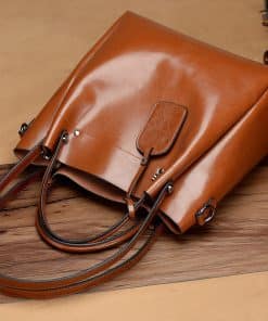 Women's Fashion Simple Portable Oil Wax Cattle Leather Bag
