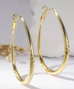 Golden Glossy Spring Fastener Egg-shaped Earrings Hypoallergenic Copper