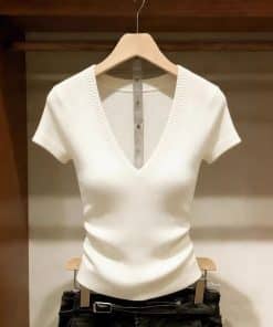 Solid-color Knitted Top For Women Super Stylish Slim-fit