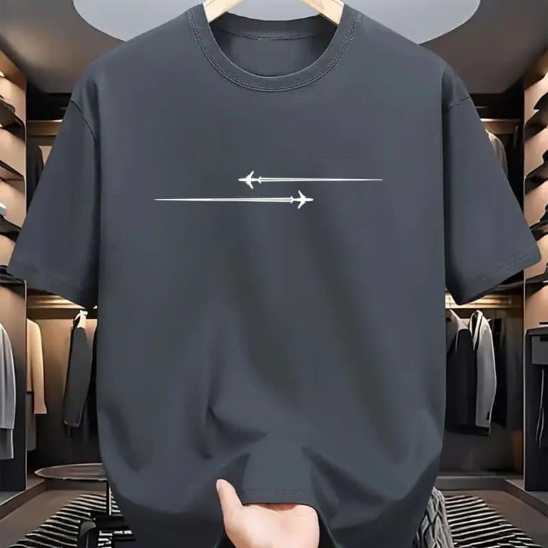 Traveler wearing a comfortable travel t shirt while exploring a scenic destination
