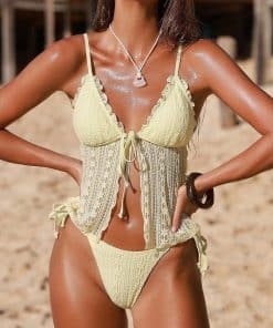 Lace Double-layer Fabric Bikini Two-piece Swimsuit