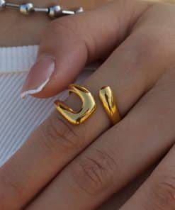 Classic Retro INS Style Stainless Steel Hollow Irregular Ring