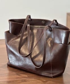 Practical Large Leather Shoulder Bag