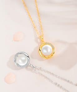 S925 Sterling Silver Round Freshwater Pearl Pendant Design All-matching