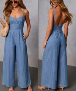 Solid-color Casual Workwear Jumpsuit For Women