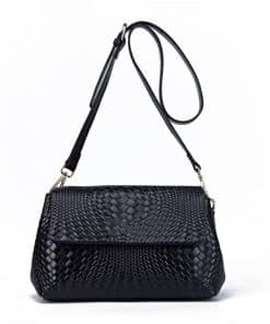 Leather crossbody bag for women - woven detailing, ATWIR travel streetwear