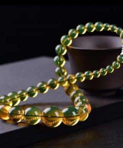 Beeswax Graduated Strand Yellow Chicken Grease Round Beads Necklace Clavicle Chain
