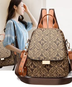Korean-style Fashionable Solid-color Womens Casual Backpack