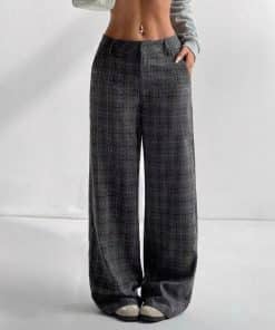 Women’s Printed Plaid Pants With Pockets