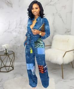 European And American Fashion Denim Jumpsuit