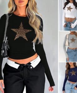 Women's Digital Printing XINGX Y Waist Midriff-baring Long Sleeve