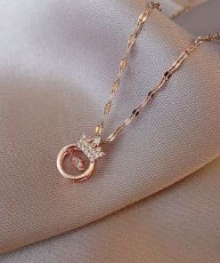 Necklace Crown Pulsatile Heart Japanese And Korean Collarbone