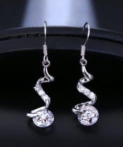Purple Zircon Spiral Ear Hook Earrings