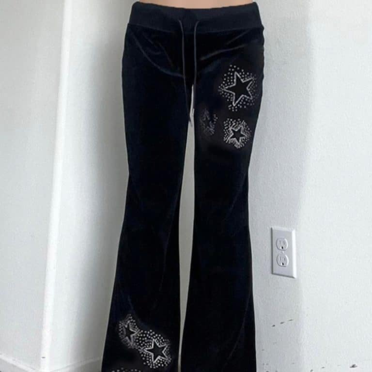 Drilling Low Waist Drawstring Patchwork Slimming Casual Pants