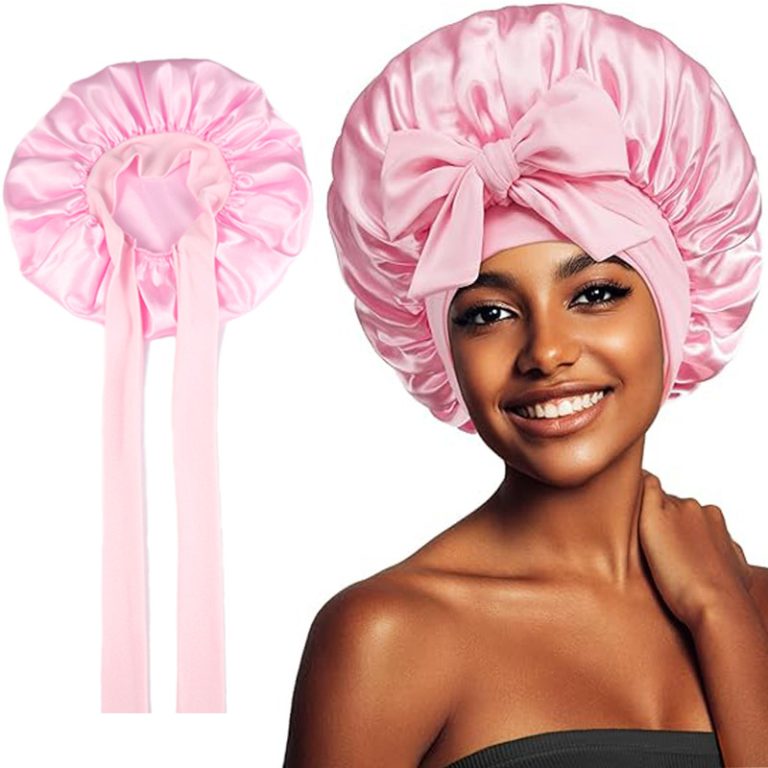 Satin Sleep Bonnet With Bow Knot, Elastic Wide Band Night Cap, Silk Like Satin Hair Bonnet For Women, Beauty Sleep Hair Prote