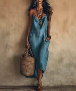 Solid-color European-American-style Elegant Vacation Dress