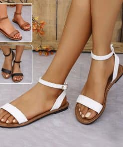 One-straped Flat Sandals Summer Buckle Roman Shoes Fashion Simple Sandal
