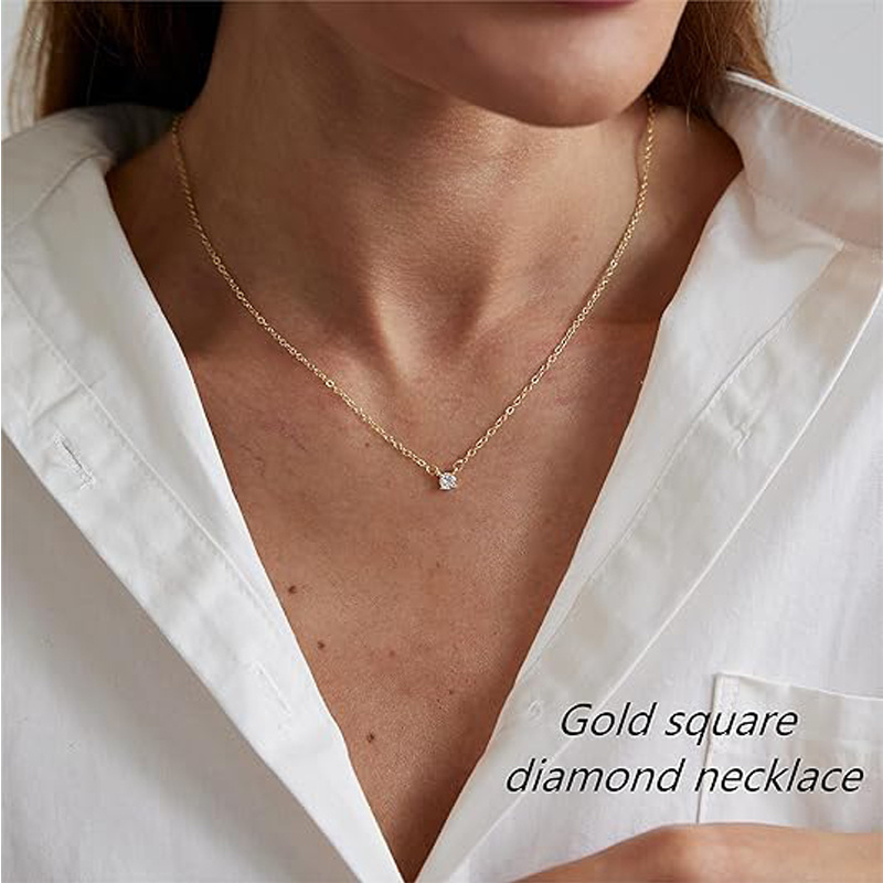 14K Gold Solitaire Pendant Necklaces by Around The World In A Rush 14K Gold Solitaire Pendant Necklaces — view 4