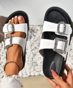 Fashion Rhinestone Belt Buckle Platform Sandals
