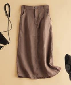 Artistic Vintage Japanese-style Midi Cotton-linen Dress