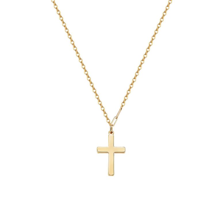 14K Gold Plated Small Cross Pendant Necklace