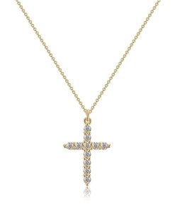 14K Gold Plated Small Cross Pendant Necklace