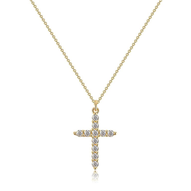 14K Gold Plated Small Cross Pendant Necklace