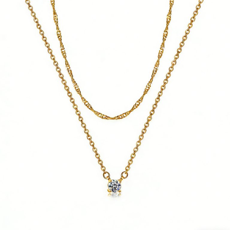 14K Gold Solitaire Pendant Necklaces