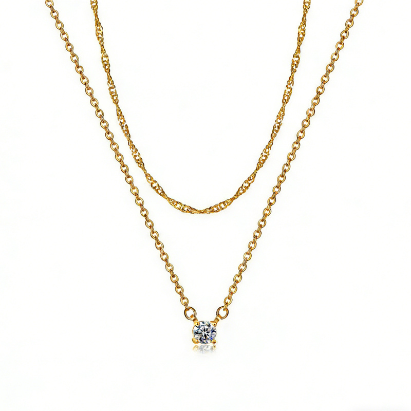 14K Gold Solitaire Pendant Necklaces by Around The World In A Rush 14K Gold Solitaire Pendant Necklaces
