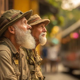 Photorealistic travel scene illustrating vietnam veterans hats for men — Vietnam Veterans Hats for Men: 7 Best Dad Gifts