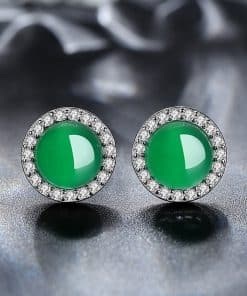Natural chalcedony stone stud earrings