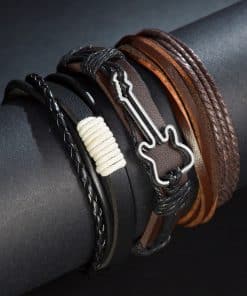 Multi-layer leather and beaded wrap bracelet