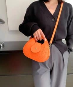 Crocodile embossed felt hobo shoulder bag
