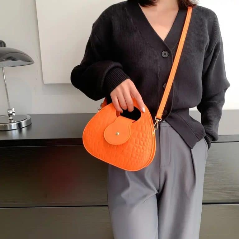 Crocodile embossed felt hobo shoulder bag